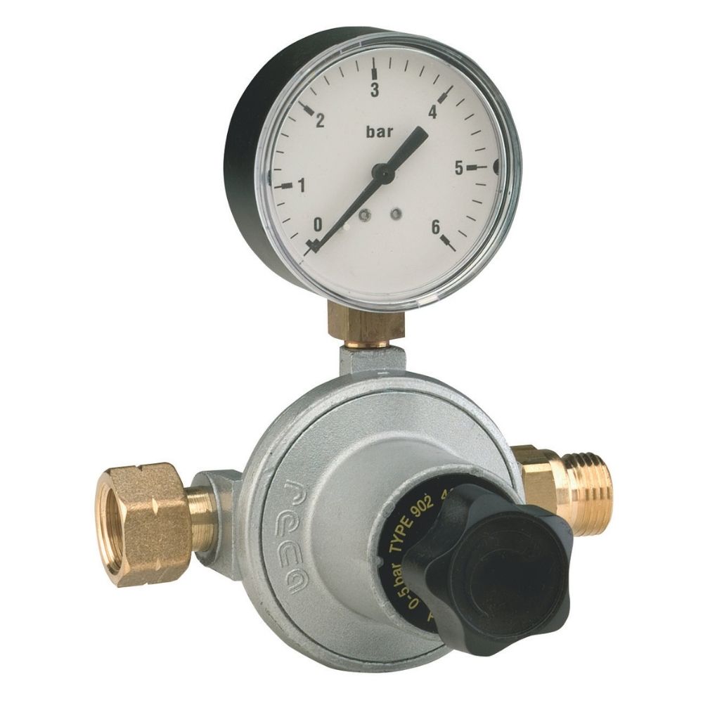 RIDUTTORE Di PRESSIONE Acqua OTTONE Con BOCCHETTONI E Manometro Da 1/2